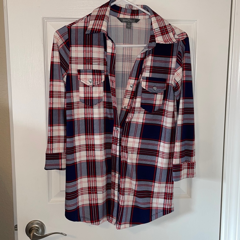 Women’s Market & Spruce plaid knit top